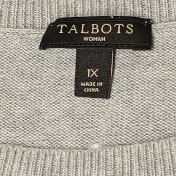 Talbots Women's 1X Grey Pull-over Fuzzy Polar Bear Sweater Long-Sleeve Pre-owned - Picture 3 of 6